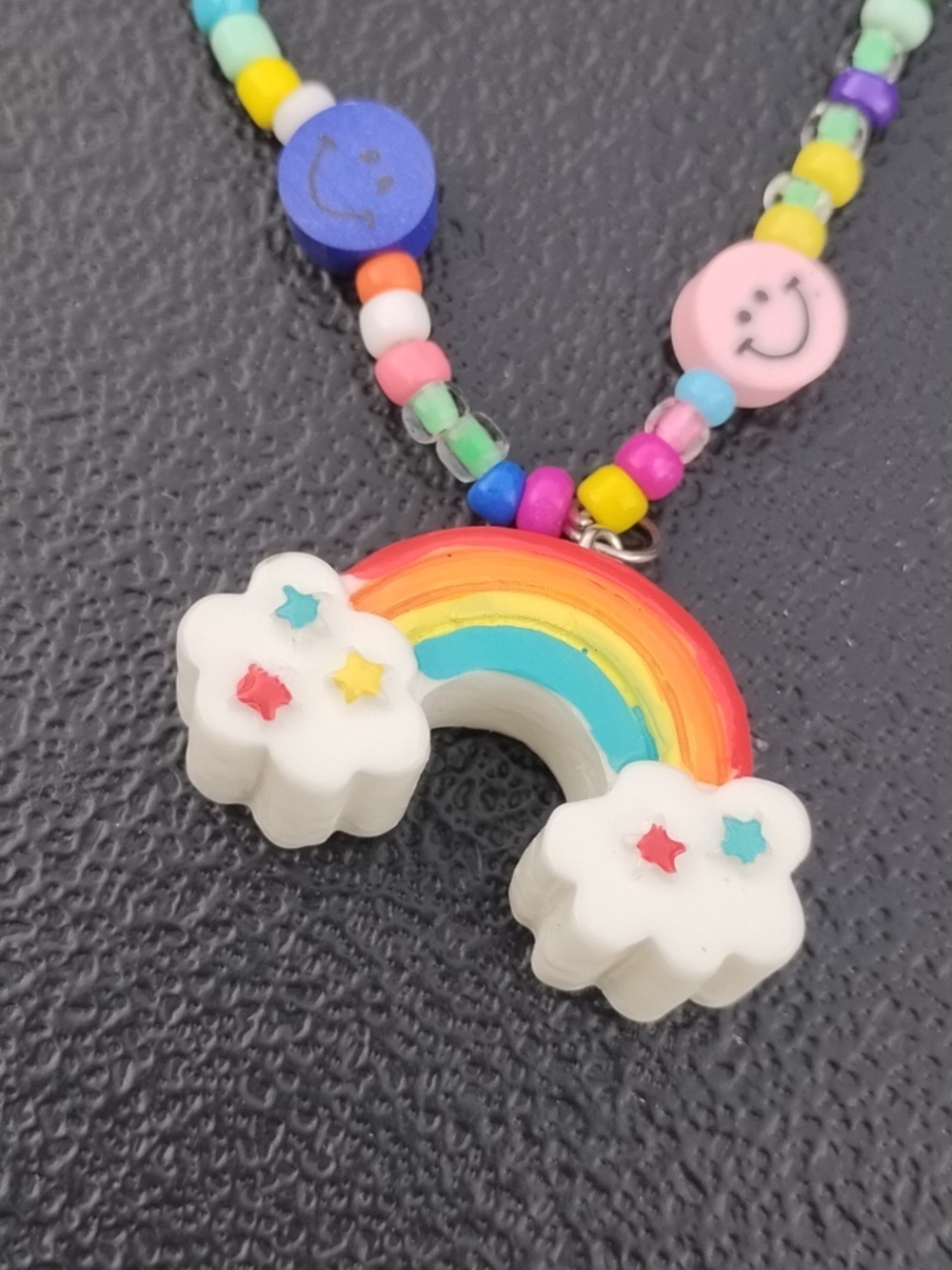 Colorful Beaded Rainbow Pendant Necklace - Picture 3 of 4